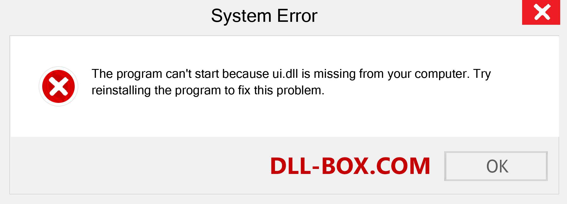  ui.dll file is missing?. Download for Windows 7, 8, 10 - Fix  ui dll Missing Error on Windows, photos, images